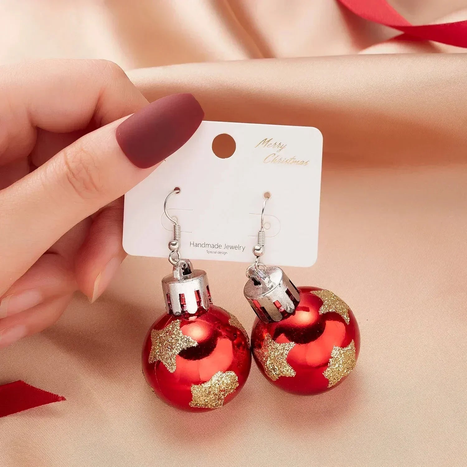 Rinhoo Noël Cercle Rond Cœur Cerf Élans Pendentif Boucles D'oreilles Perçantes Crochet D'oreille Boucle D'oreille Bijoux pour Femmes