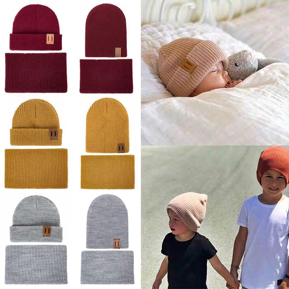Ensemble moderne pour bébé : bonnet, écharpe et tour de cou – Bonnets écharpes chauds en tricot pour enfants