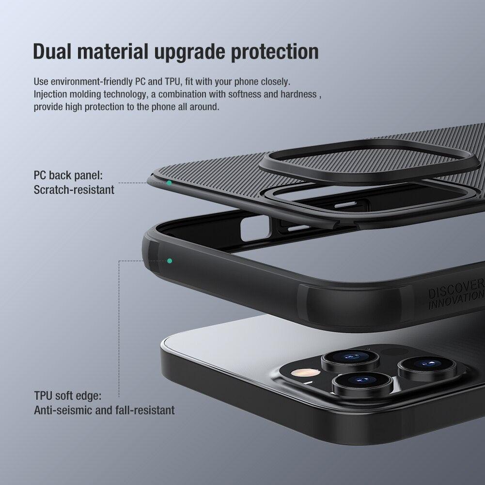 Coque arrière rigide absorbant les chocs pour iPhone 13 Pro Max - Étui appareil photo coulissant noir élégant pour iPhone 13 Mini 13 Pro Max