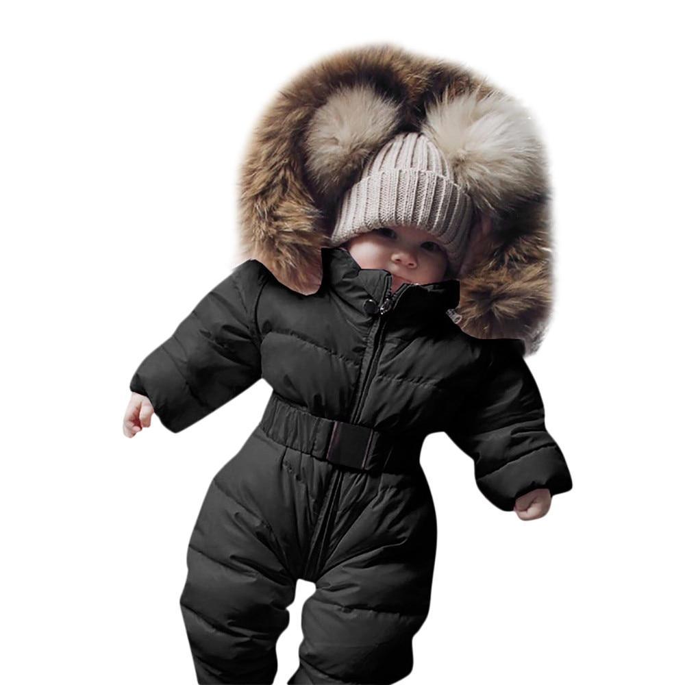 Vêtements d'hiver pour bébés, combinaison de neige chaude et épaisse à capuche pour garçons et filles