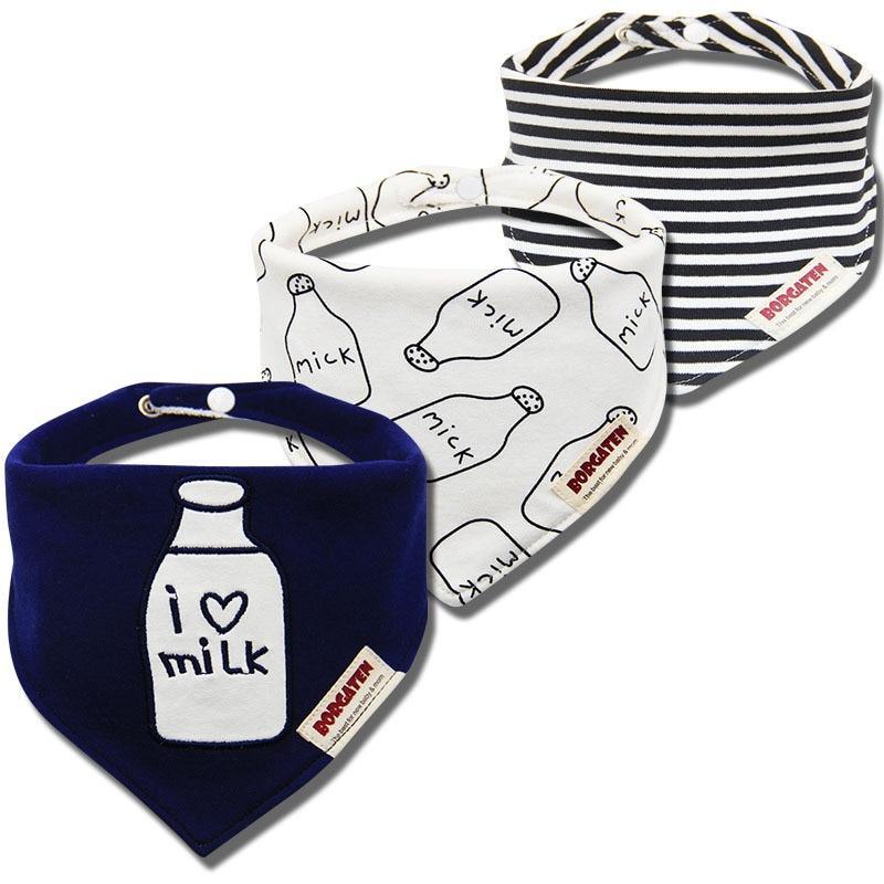 Lot de 3 bavoirs bandana confortables, imperméables, en coton biologique, pour bébé fille et garçon