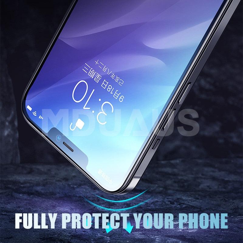 Verre de protection intégral 9999D pour iPhone 11 12 Pro XS Max X XR 12 mini, protection d'écran pour iPhone 8 7 6 6S Plus, film en verre trempé, coque de protection avant en verre trempé intégral pour iPhone