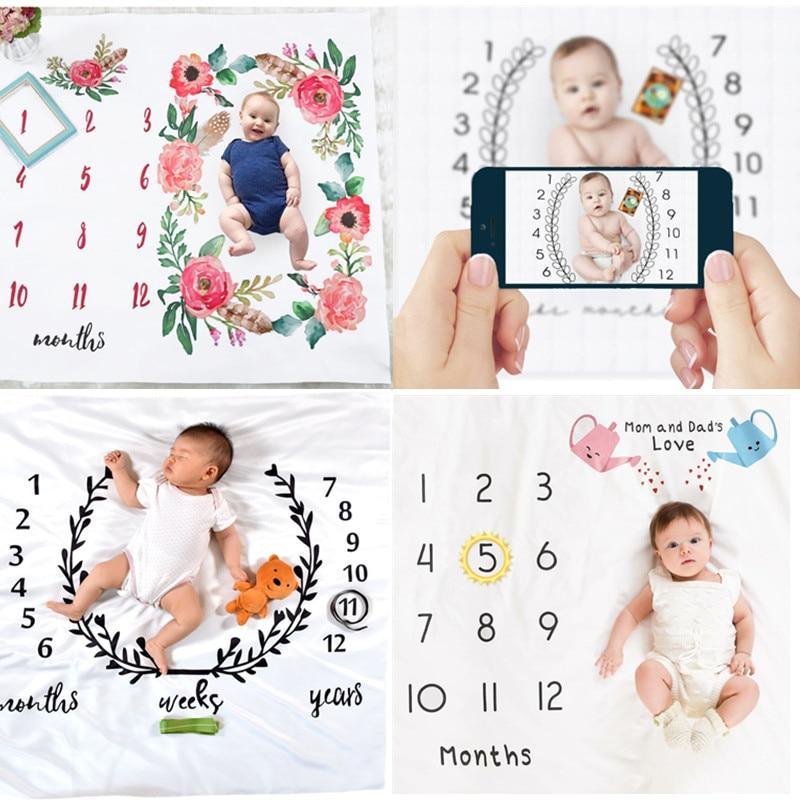Couverture mensuelle de croissance pour nouveau-né, accessoire de photographie, fond en tissu pour bébé