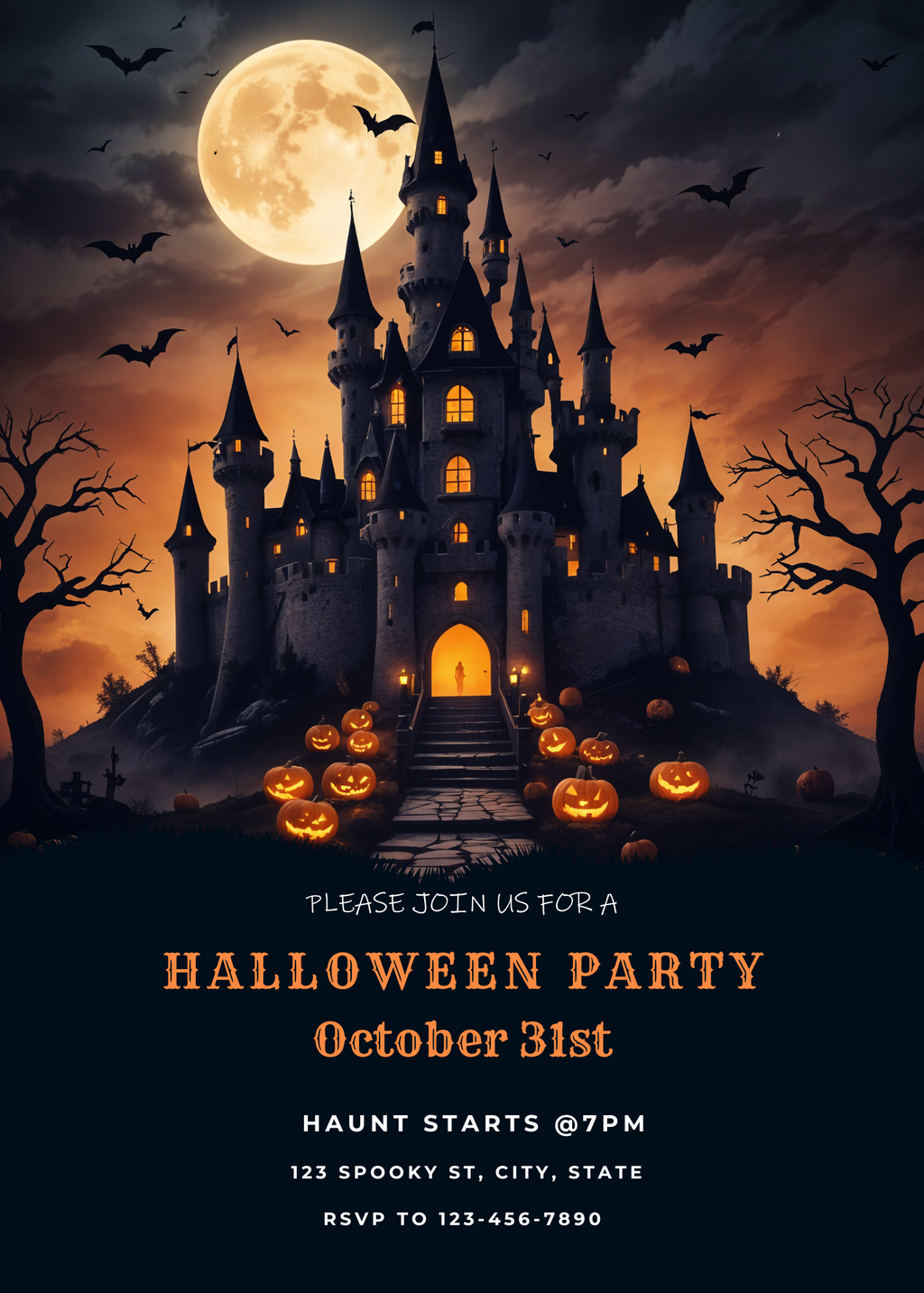 Invitation Fête d'Halloween – Modèle Canva modifiable