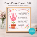 Cadeau imprimable de fleur empreinte de main pour la fête des mères | Bricolage artistique souvenir pour enfants | Cadeau instantané pour maman | Activité préscolaire | Modèle d'empreinte de main