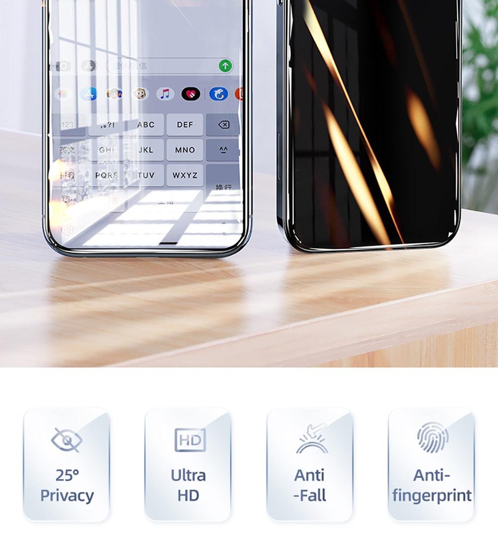 3 Pièces Meilleur Verre Trempé Confidentialité 9H pour iPhone 11 12 13 14 Pro Mini XS MAX X XR 6S 7 8 Plus SE Film de Protection Écran Anti-Espion Anti-Peeping en Verre Trempé pour iPhone
