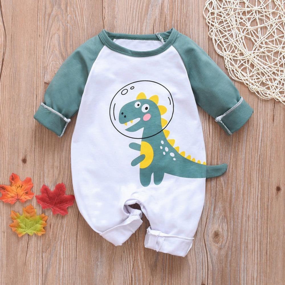 Barboteuse à manches longues imprimé étoile de dessin animé, combinaison motif éléphant, vêtements chauds pour bébés filles et garçons