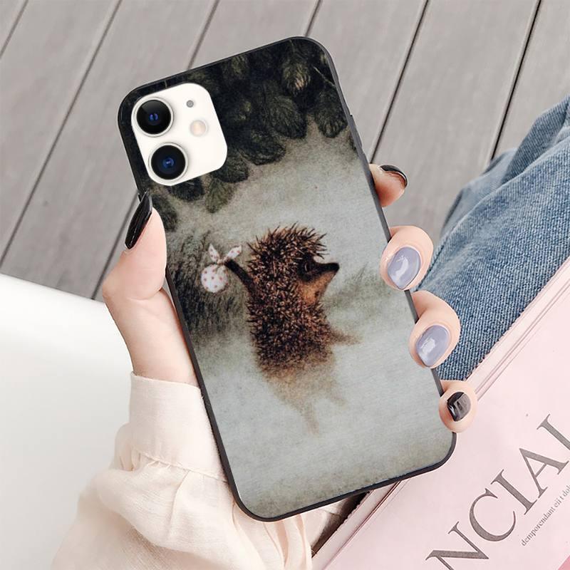 Coque de téléphone Hérisson Lumineux dans le Brouillard pour iPhone 13 8 7 6 6s Plus X 5s SE 2020 XR 11 12 Mini Pro Xs Max Protection d'écran Souple Flexible en Silicone Gel Caoutchouc Bumper