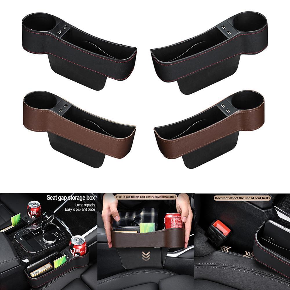 Boîte de rangement multifonctionnelle pour siège de voiture, boîte de rangement en cuir PU, organisateur de téléphone, porte-bouteilles et gobelets, accessoires de voiture