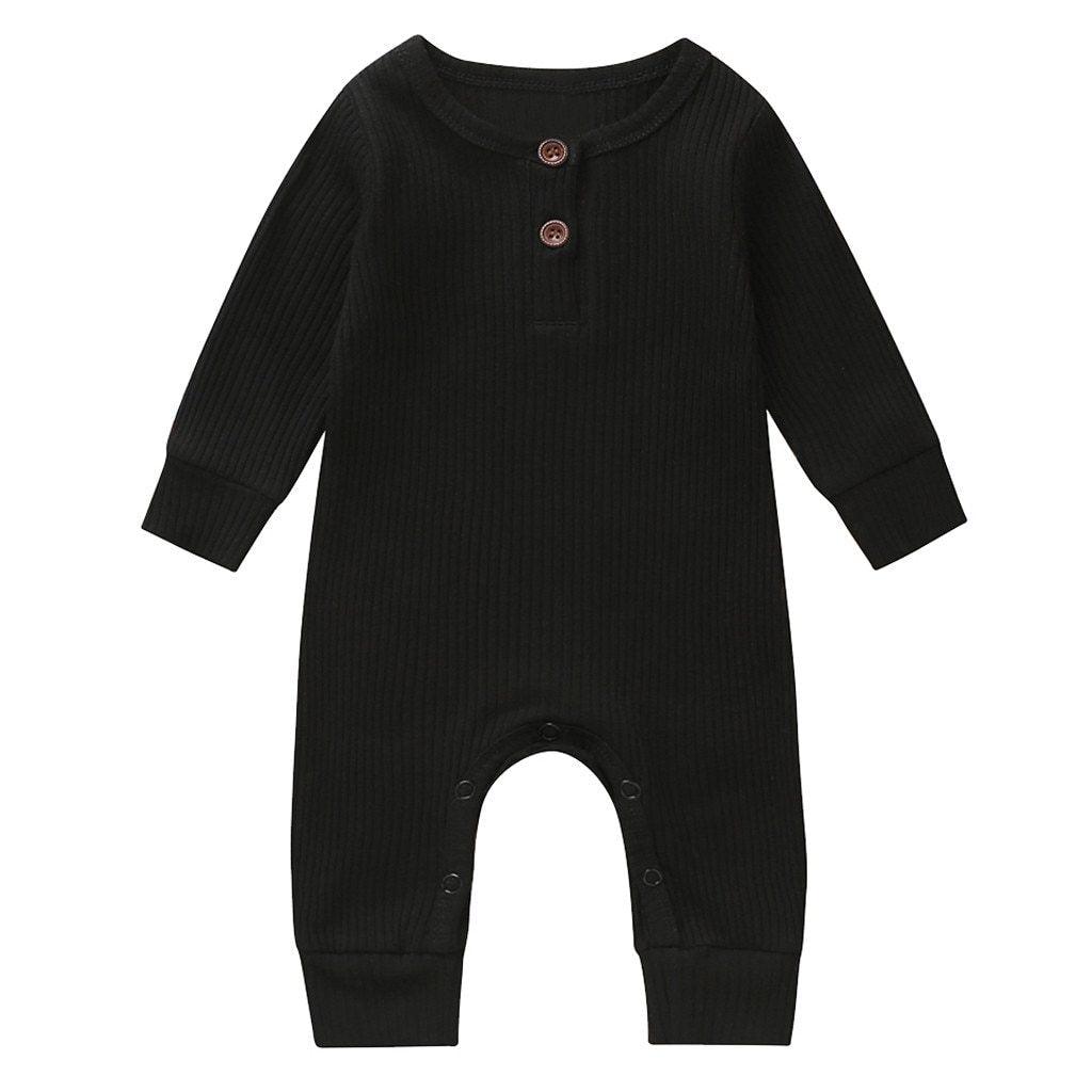 Vêtements bébé garçon et fille, une pièce en tricot uni à manches longues, barboteuse salopette au design classique