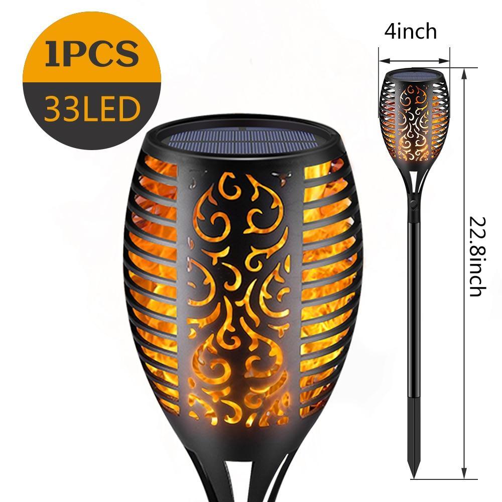 Lampe torche solaire à 33/96 LED en acier inoxydable pour jardin, allée, porte d'entrée, cour.