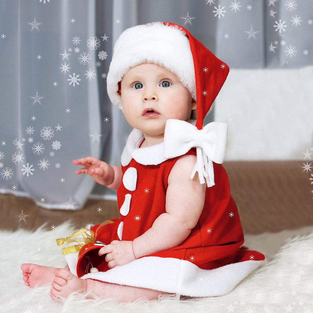 Tenues de robe de princesse de Noël et de chapeau à nœud pour nouveau-né – Cadeau parfait pour petite fille