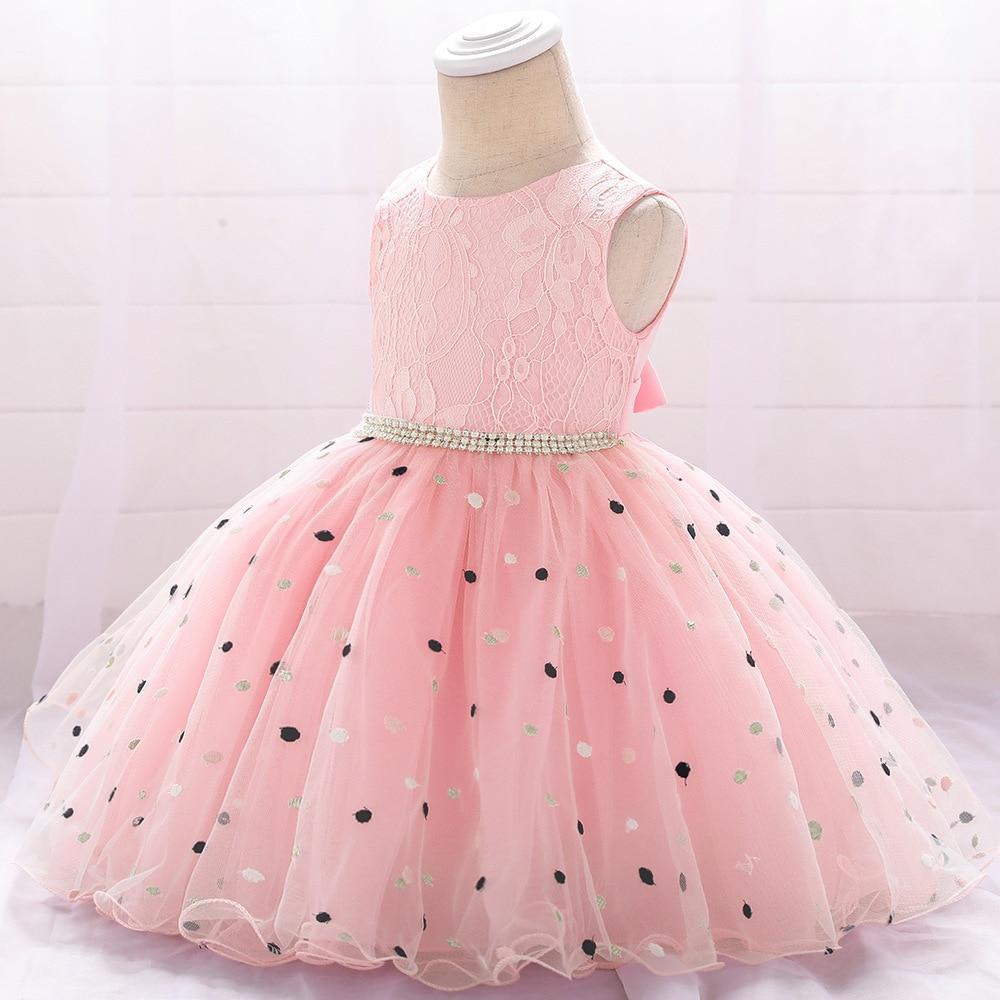 Nouvelle Robe d'Anniversaire Princesse à Pois pour Bébé Robe de Bal Vêtements Design Unique Cadeau Parfait