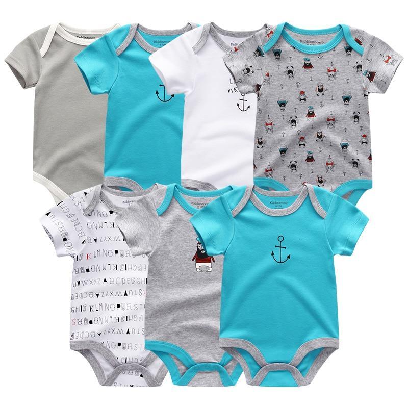 Grenouillères unisexe pour bébés, salopettes pour nourrissons 100% coton, lot de 7 pièces pour filles et garçons, combinaisons pour enfants