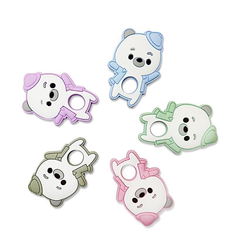 Anneaux de dentition en silicone pour bébé ours Perles en silicone Attaches sucette pour bébé Jouets de dentition Attaches tétine pour bébés garçons et filles