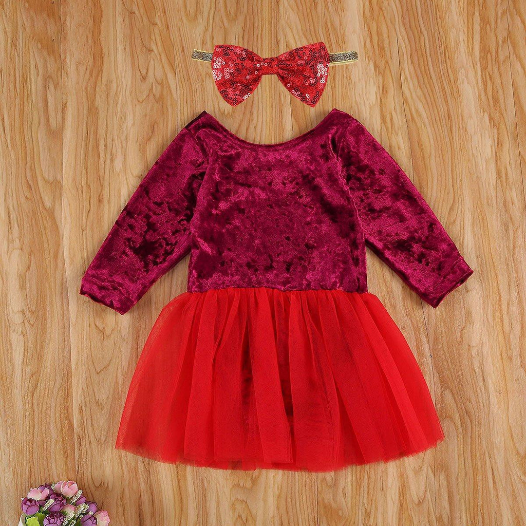 Automne  Bébés Filles Noël Rouge Manches Longues  Robe Motif Lettres Imprimées Festival Design Unique