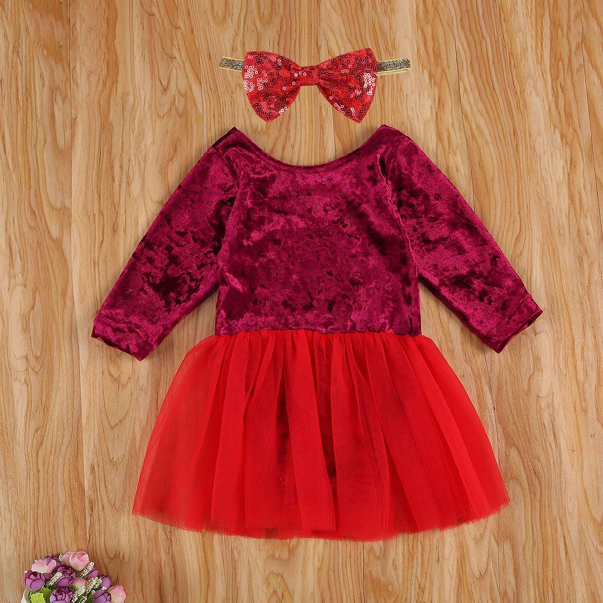 Automne  Bébés Filles Noël Rouge Manches Longues  Robe Motif Lettres Imprimées Festival Design Unique