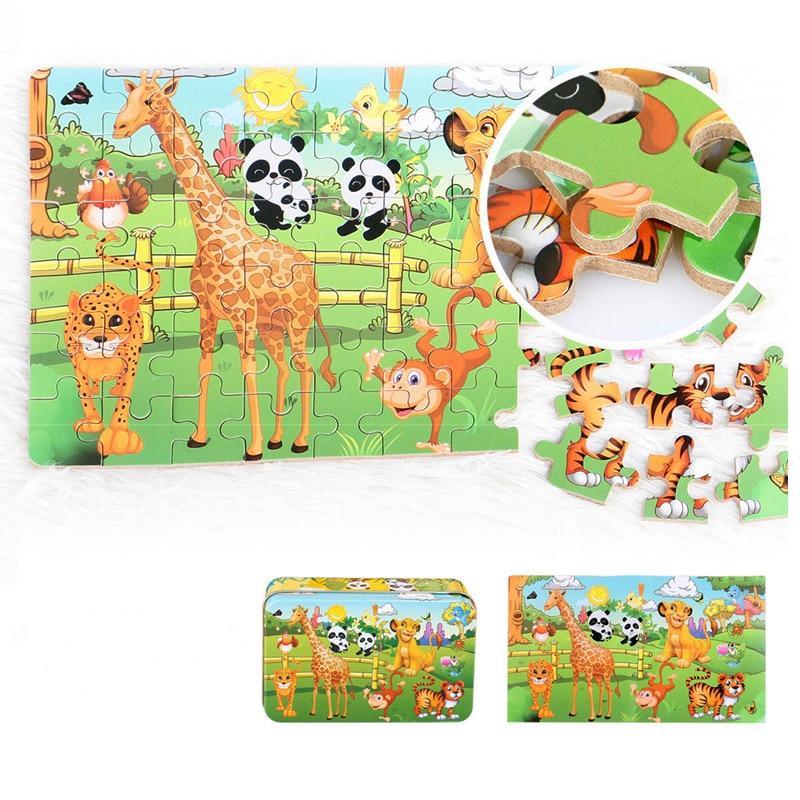 Nouveau puzzle en bois de 60 pièces, jouet pour enfants, puzzle en bois animaux de dessin animé, jouets d'apprentissage éducatifs précoces pour enfants, cadeau de Noël