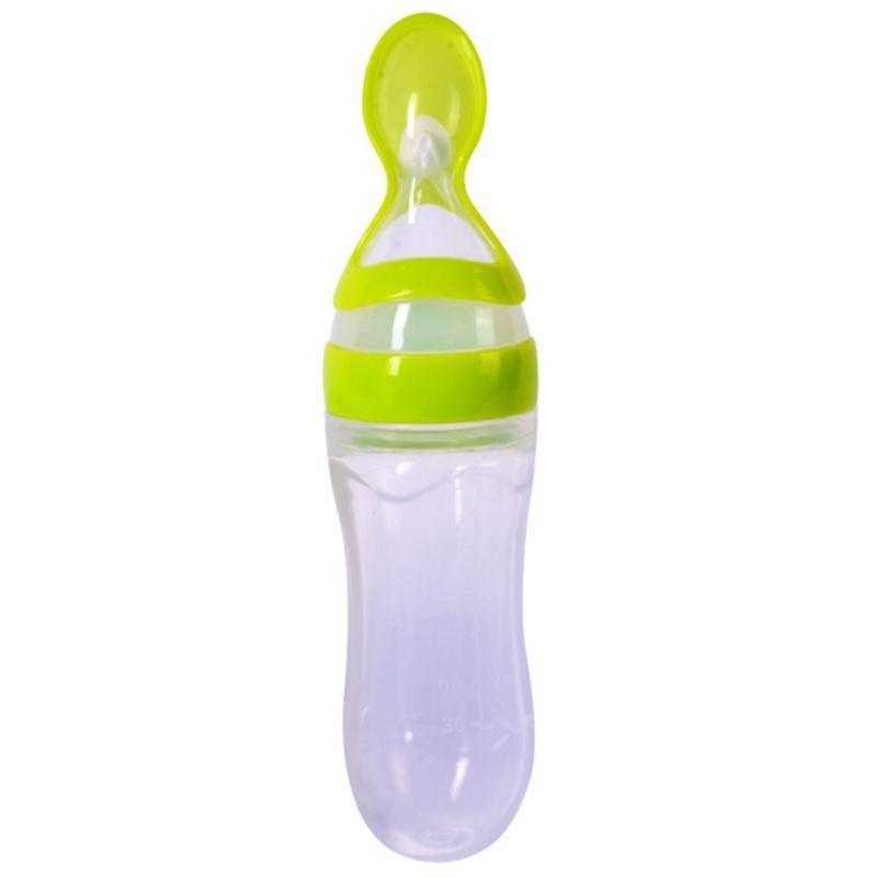 Biberon en silicone avec cuillère Bouteilles de complément alimentaire Bouteille de lait à presser avec cuillère Tasse pour bébé et enfant