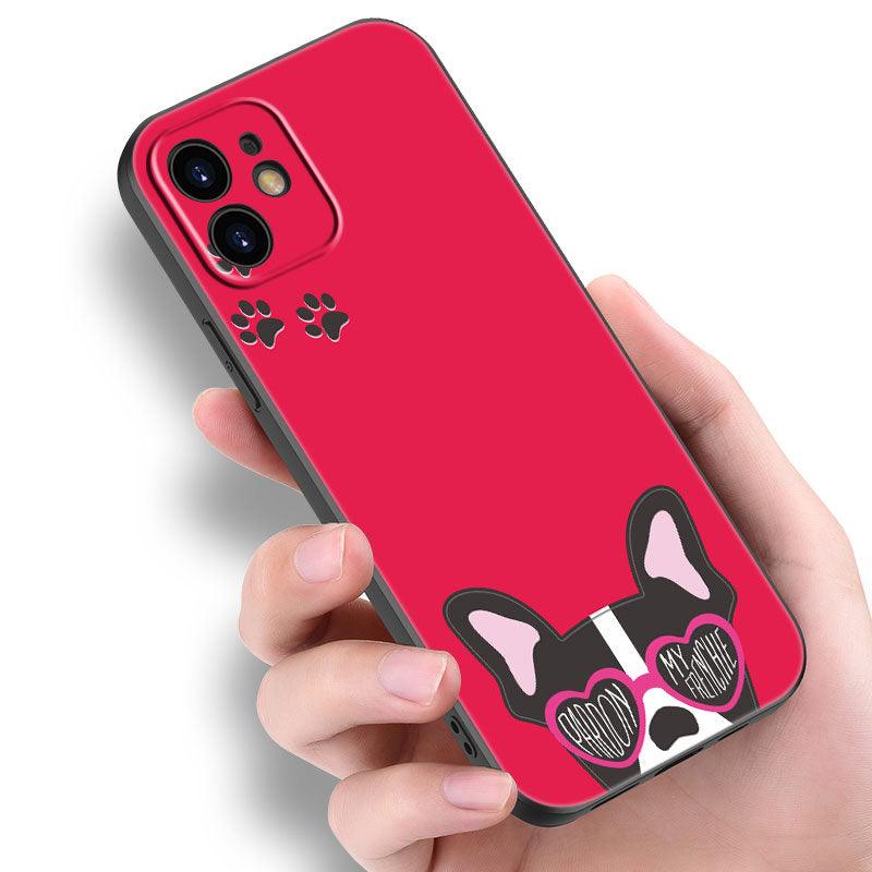 Coque de téléphone chiot bouledogue français mignon pour iPhone 14 13 12 Mini 11 Pro Max 7 8 Xr X Xs 7 8 Plus Se 2020 2022 Housse de téléphone mince transparente en silicone souple et élastique