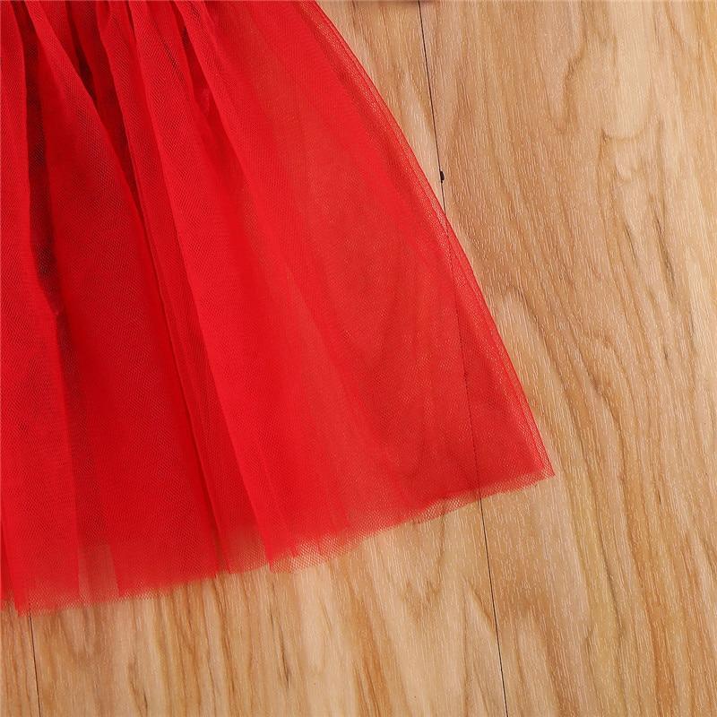 Bébé Filles 0-18 Mois Robe de Noël à Manches Longues Rouge avec Motif Imprimé Lettres, Cadeau Parfait pour les Fêtes