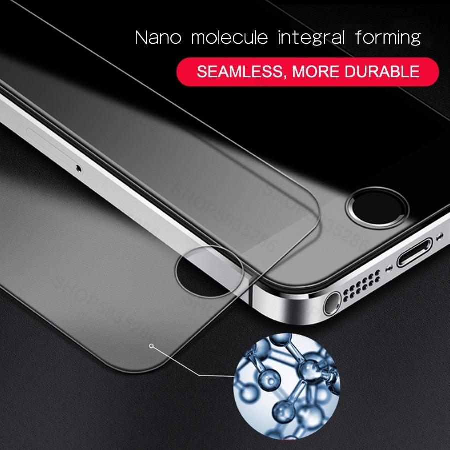 Verre de protection intégrale 9D pour iPhone 7 8 6 6S Plus Protection d'écran transparente pour iPhone 5 5C 5S SE 2020 Film en verre trempé Protection d'écran en verre trempé Protège des chocs et des rayures