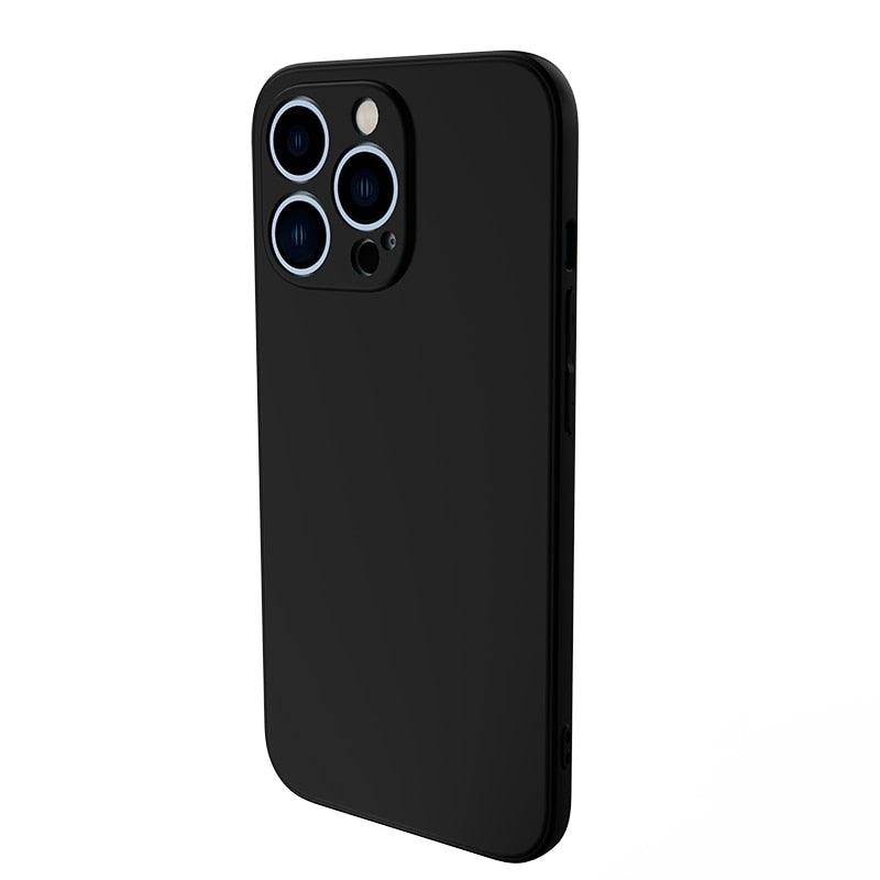 Coque Noire Pour iPhone 5 5s SE 2020 6 6s 7 8plus x 10 XR XS 11 12 13 Mini Pro MAX Housse en Silicone Motif Voiture Coque Arrière en Silicone Noir Mat Pour iPhone