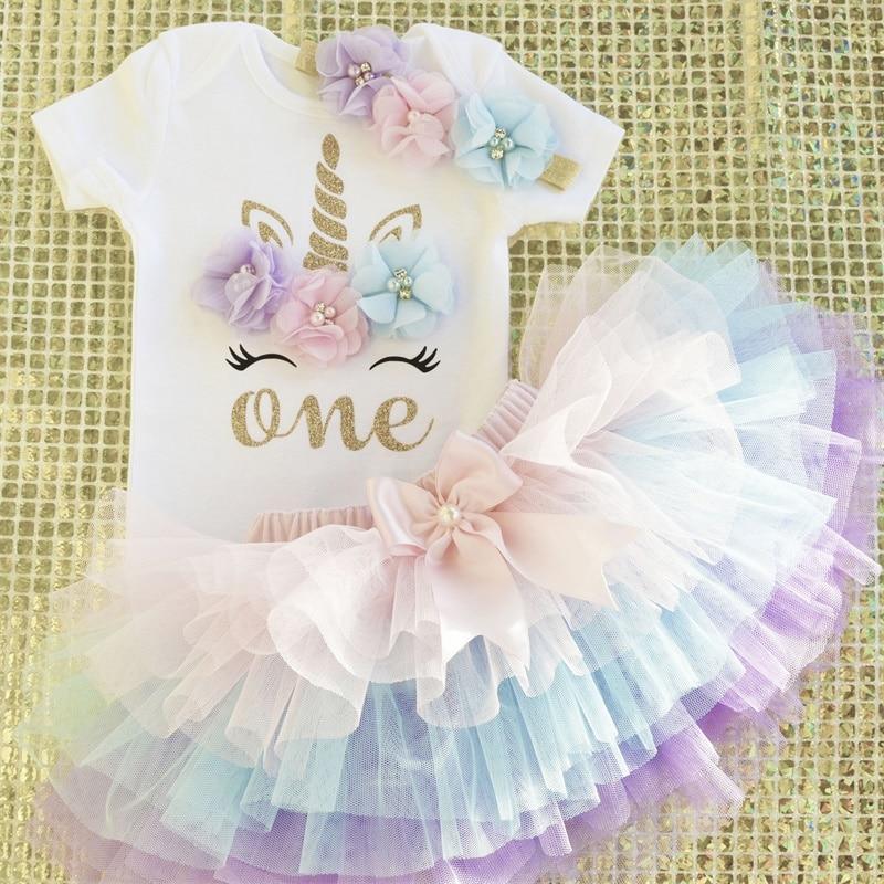 Robes tutu licorne pour nouveau-nés et tenues de premier anniversaire pour bébés filles dans un design moderne et luxueux