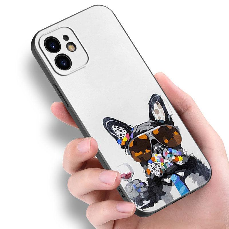 Coque de téléphone chiot bouledogue français mignon pour iPhone 14 13 12 Mini 11 Pro Max 7 8 Xr X Xs 7 8 Plus Se 2020 2022 Housse de téléphone mince transparente en silicone souple et élastique