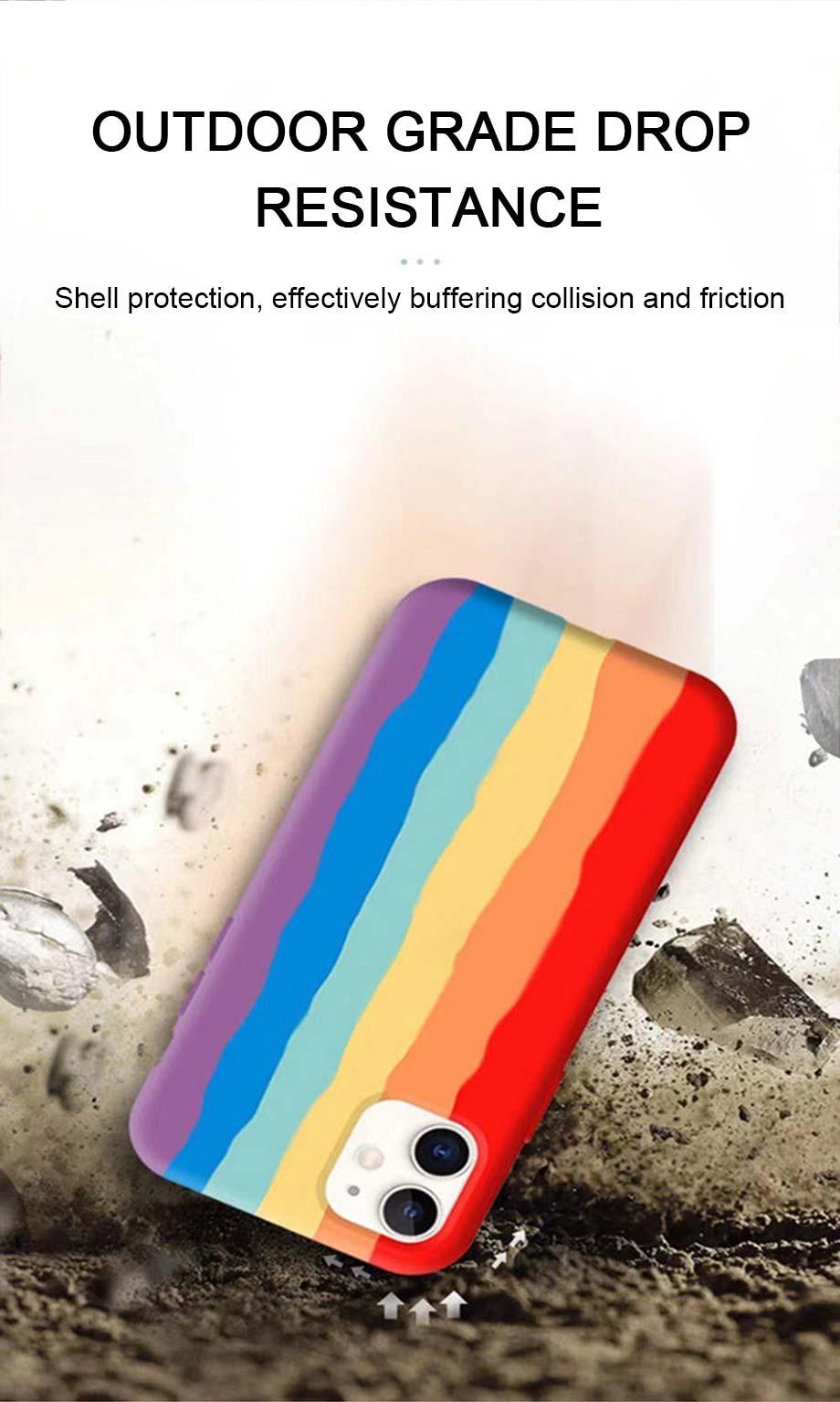 Coque en silicone de luxe arc-en-ciel pour iPhone 11 X Xr Xs Max Coque 12 11 Pro Max 6 6s 7 8 Plus Moderne Antichoc Coloré Coque Arrière en Silicone Souple Couverture Arrière Arc-en-ciel