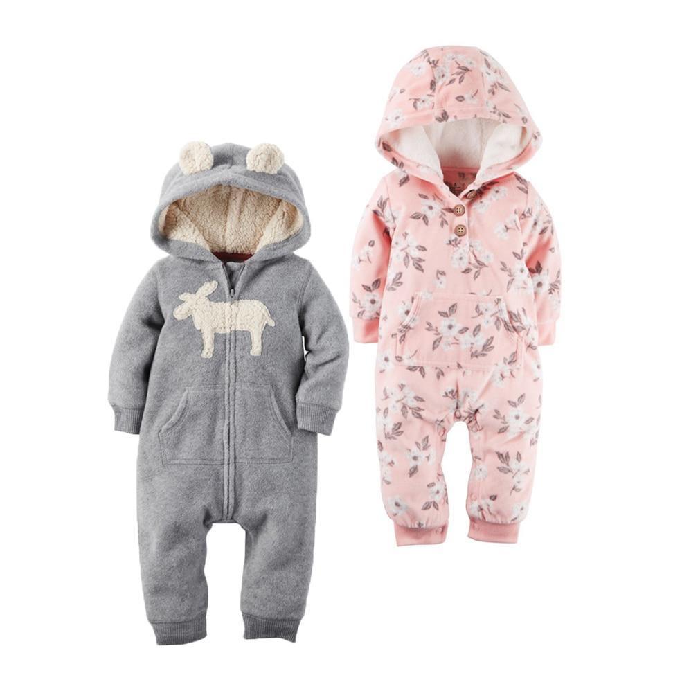 Combinaison à capuche en polaire à manches longues pour nouveau-nés, barboteuse moderne et populaire pour bébés filles et garçons