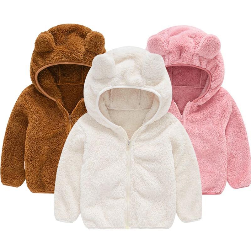 Pull polaire d'hiver moderne pour enfants, veste à capuche pour garçons et filles, manteau chaud pour bébé avec oreilles d'ours