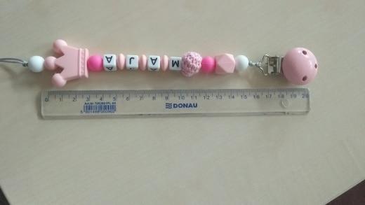 Attache-sucette personnalisée rose en silicone, perles de crochet, couronne en silicone, chaîne attache-sucette pour enfants et bébés.