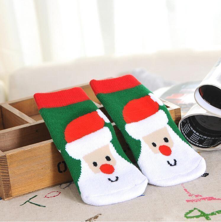 Chaussettes de Noël de luxe en coton d'hiver et d'automne pour bébés filles garçons, chaussettes en éponge pour enfants avec flocon de neige, élan, Père Noël