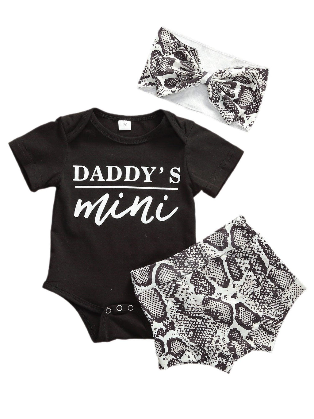 Ensemble de vêtements pour nouveau-nés bébés filles - hauts à manches courtes, short, bandeau - design élégant et moderne pour la fille à papa