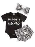 Ensemble de vêtements pour nouveau-nés bébés filles - hauts à manches courtes, short, bandeau - design élégant et moderne pour la fille à papa