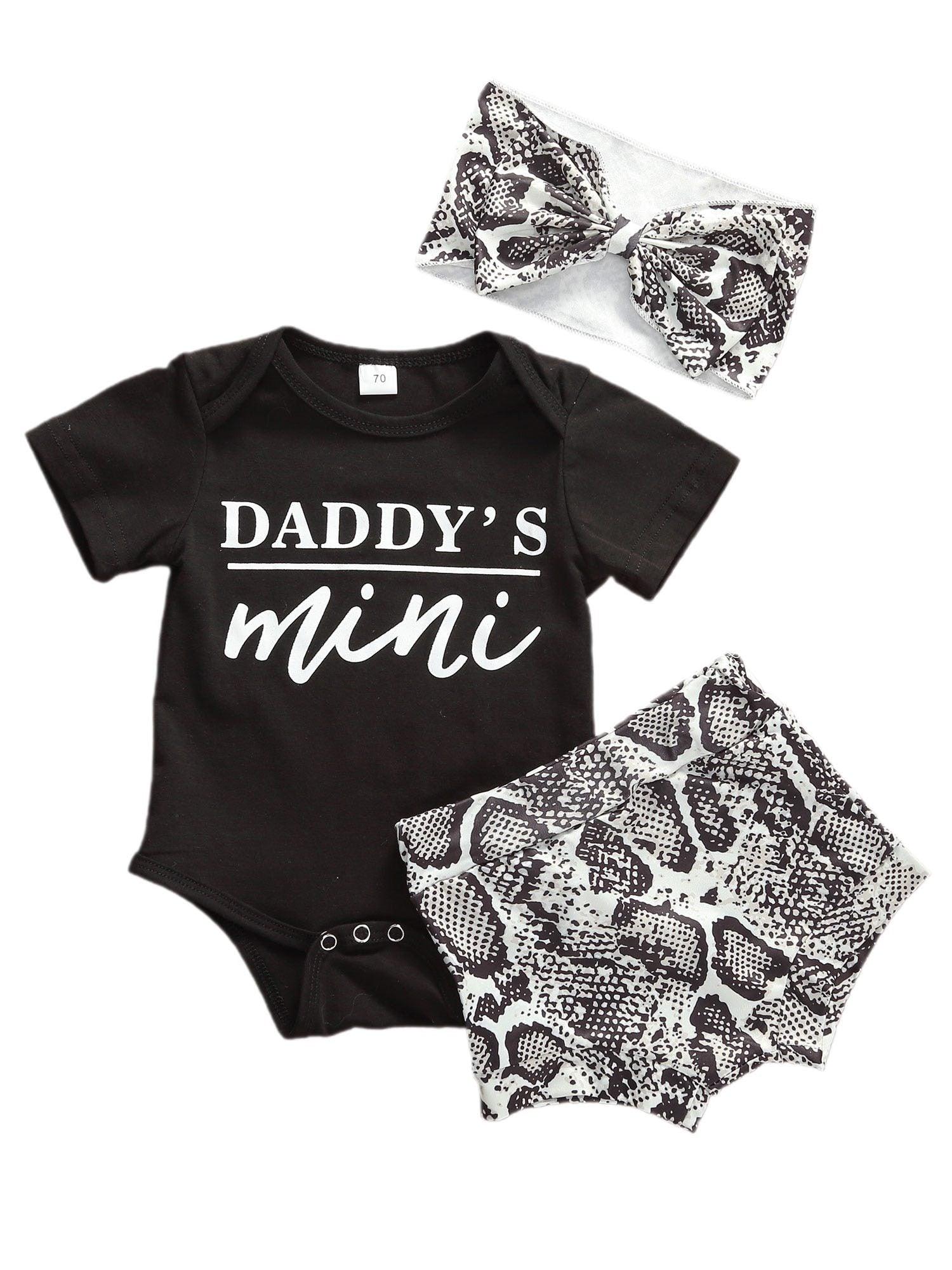 Ensemble de vêtements pour nouveau-nés bébés filles - hauts à manches courtes, short, bandeau - design élégant et moderne pour la fille à papa