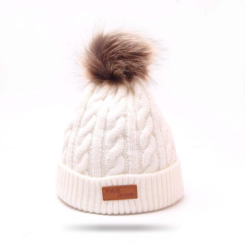 Bonnet bébé moderne chaud avec pompon - Chapeau pour enfants tricoté mignon pour filles, élégant pour l'hiver