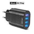Chargeur USB Portable 3A Charge Rapide 3.0 Chargeur de Téléphone Mobile 4 Ports 48W Chargeurs Muraux Rapides