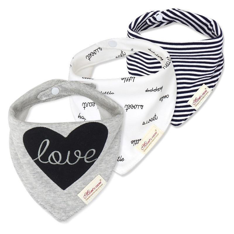 Bavettes bandanas pour bébé Moder, lot de 3 en coton, motifs triangulaires variés pour bébés garçons et filles