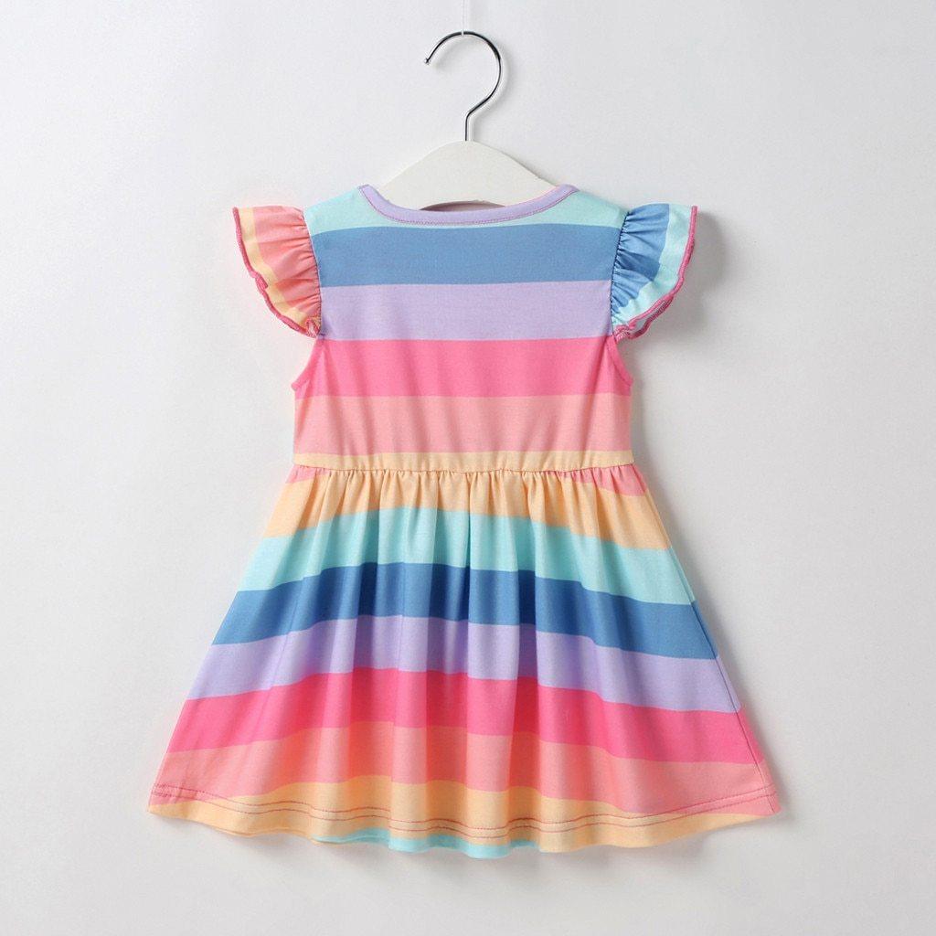 Robes de princesse pour enfants, robes de bébé arc-en-ciel en coton, robes de soirée pour filles, pour toutes les occasions