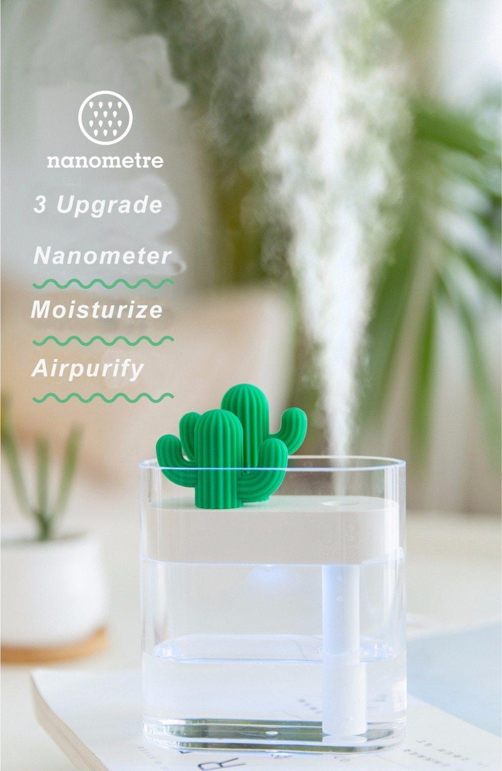 Humidificateur d'air ultrasonique 160ML, Cactus transparent, lumière colorée, diffuseur d'huile essentielle USB, purificateur de voiture, fabricant de brume aromatique