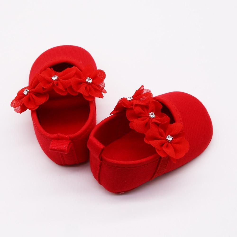 Chaussures Bébé Premiers Pas Fille Chaussures de Soirée Ballerines Bébé Fleur 3D Strass Design Moderne