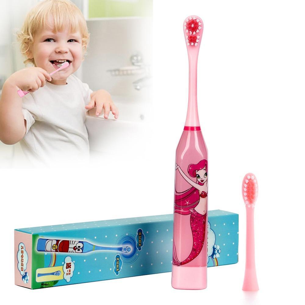 Brosse à Dents Électrique de Dessin Animé pour Enfants, Têtes Double Face Brosse à Dents Électrique ou Brosse de Rechange, Brosse Électrique Parfaite pour Enfants
