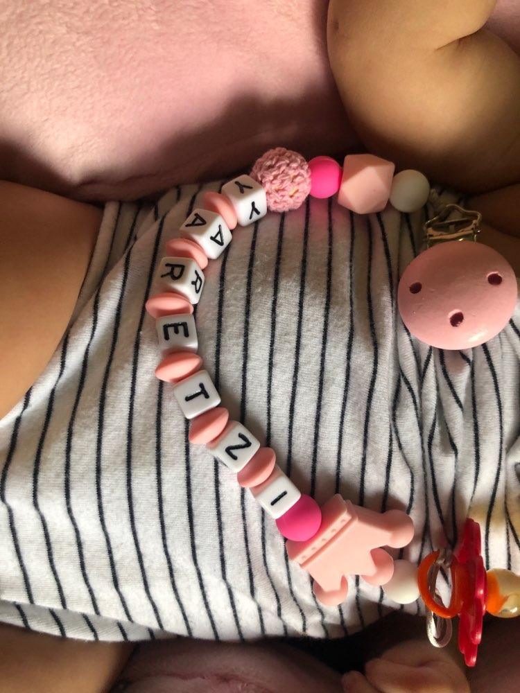 Attache-sucette personnalisée rose en silicone, perles de crochet, couronne en silicone, chaîne attache-sucette pour enfants et bébés.