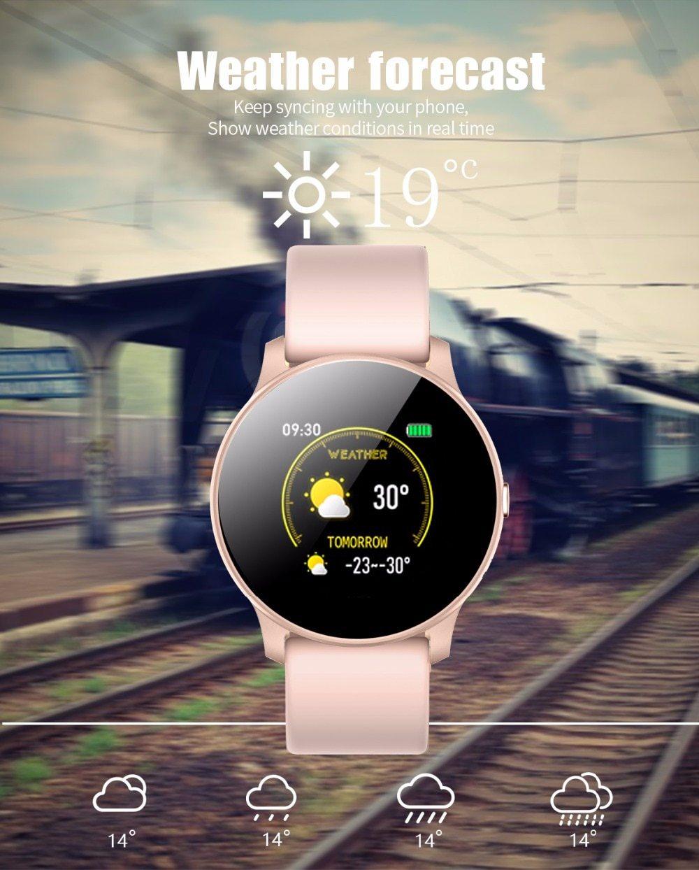 Nouvelle montre connectée étanche pour femme avec surveillance de la fréquence cardiaque, options de montre connectée santé et podomètre, bracelet connecté de suivi d'activité pour le sport et le fitness