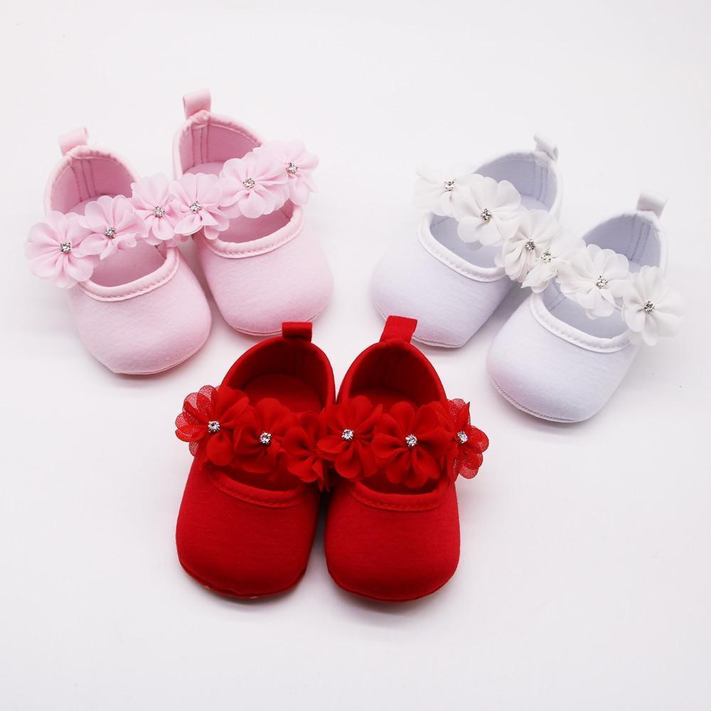 Chaussures Bébé Premiers Pas Fille Chaussures de Soirée Ballerines Bébé Fleur 3D Strass Design Moderne