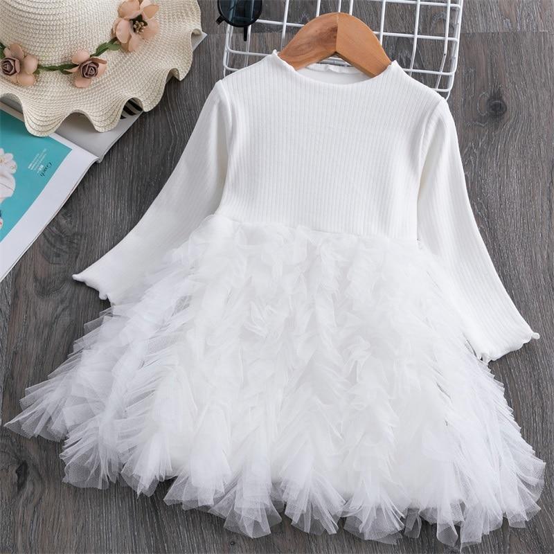 Robe Moderne d'Hiver à Manches Longues et Motifs Floraux pour Bébé Fille (1-5 ans) - Idéale pour une Fête d'Anniversaire