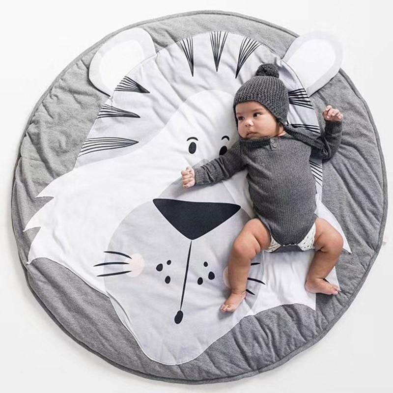 Tapis de jeu en forme d'animal de dessin animé pour bébés, tapis pour nouveau-nés, rampant en coton, tapis de sol rond pour chambre d'enfant, décoration de crèche