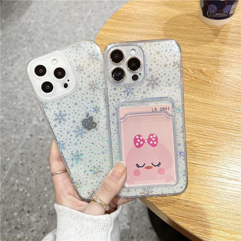 Étui Souple Transparent Unique pour iPhone 13 11 12 Pro Max avec Porte-Cartes et Dégradé, Couleurs Magnifiques, Protection Antichute
